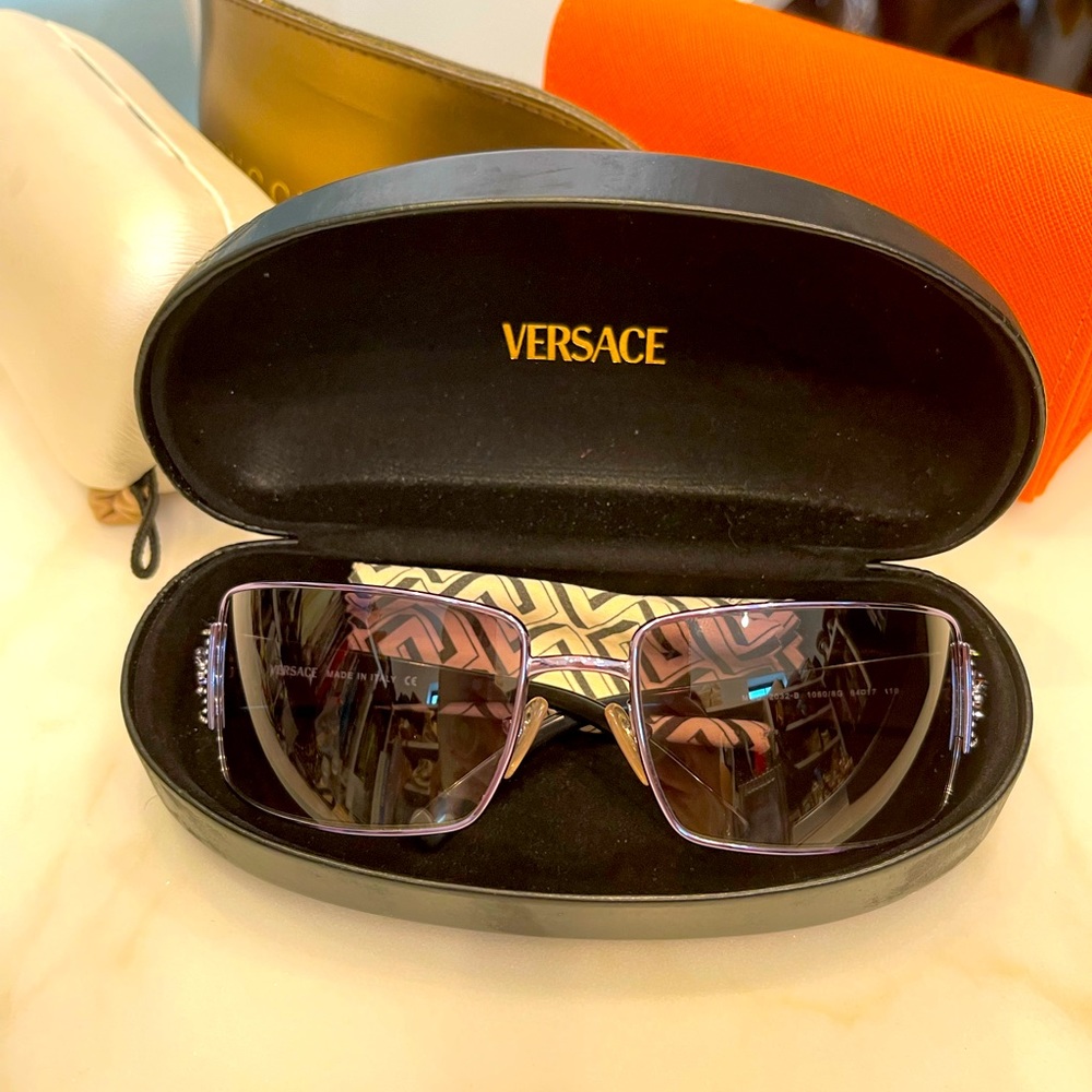Versace metal & rhinestone sunglasses